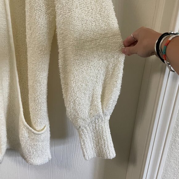 Vintage 80s White Chunky Knit Cardigan Slouchy Open Front Sweater | Size M-XL - Picture 7 of 13